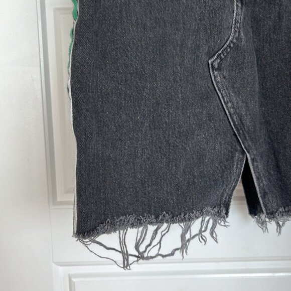 Topshop - black jean skirt with green stripes - Picture 3 of 10